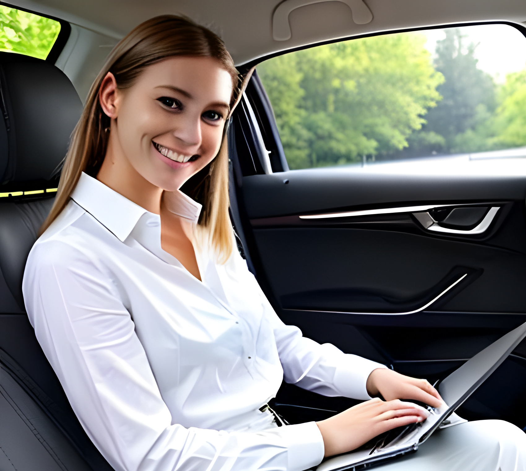 image of girl passenger in car